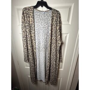 Boutique Plus Leopard Long Open-Front Sweater Cardigan‎ 2X